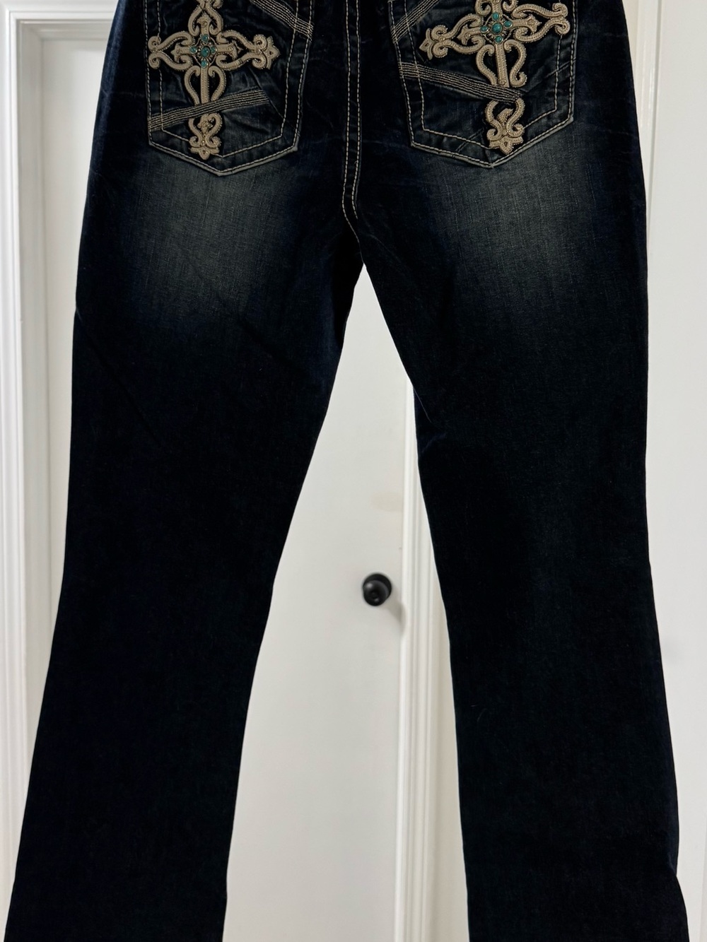 Dark Wash Embroidered Back-Pocket Miss Me Women’s Jeans